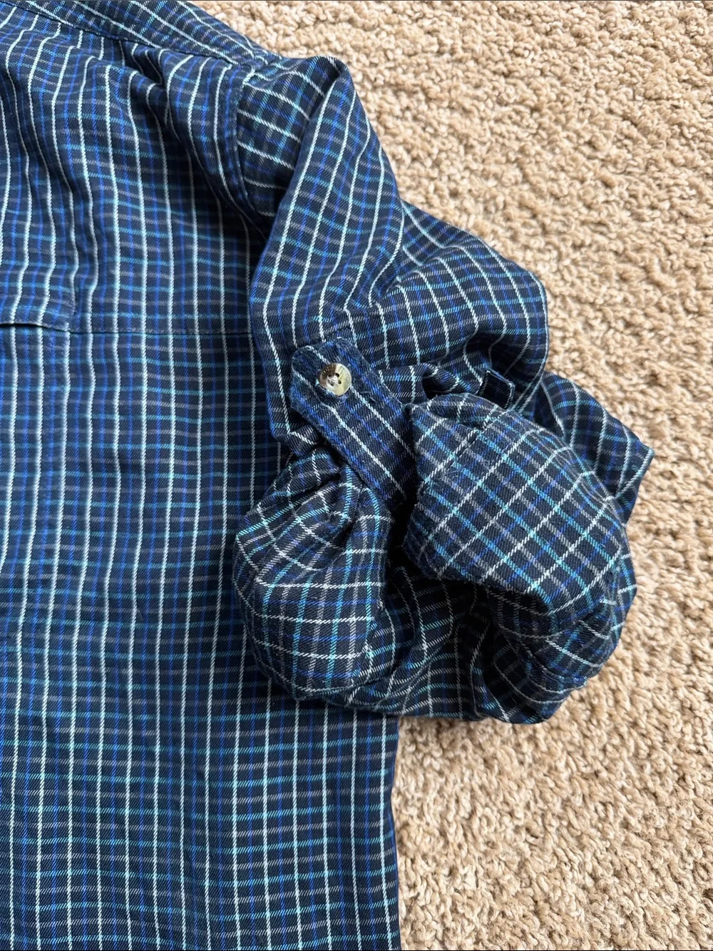 EUC Men's The North Face Plaid Black/Blue Long Sleeve Button Down Shirt Size XXL